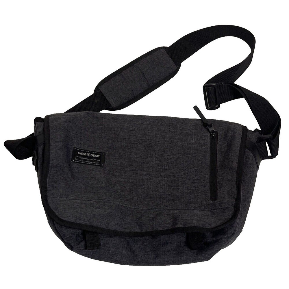 Swiss Gear Laptop Padded Messenger Bag with Adjustable Straps Dark Gray